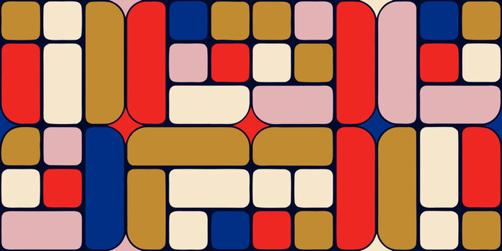 Geometric block pattern with rounded rectangles and vibrant colors