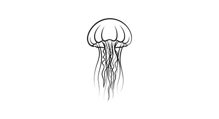 Black and white jellyfish drawing. © Muhamad