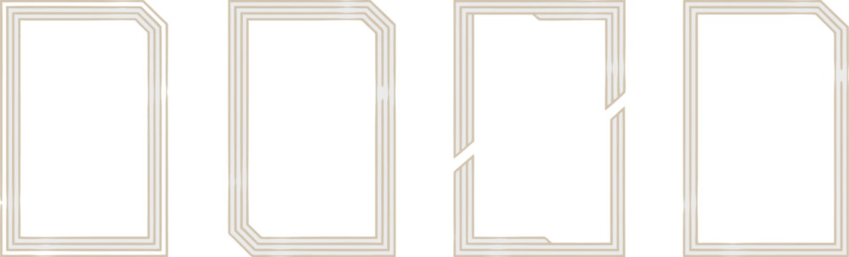 Gold geometric frames set, luxury metallic border templates vector artwork elegant design elements package 