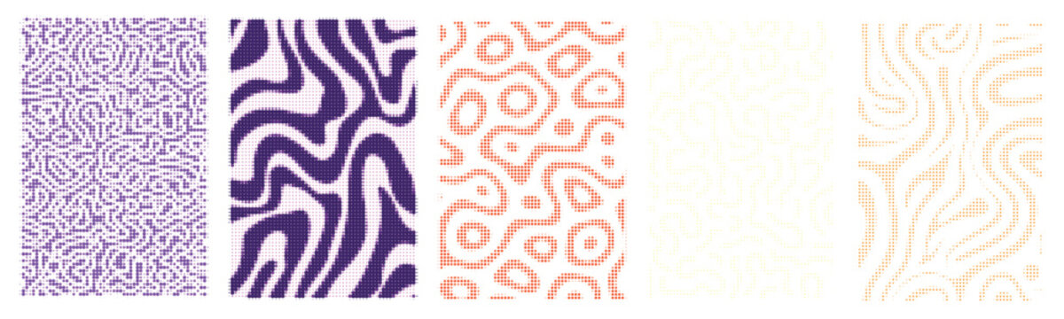 Mixed colorful diverse multi vibrant halftone background pattern texture vector bundle collection set modern graphic design template
