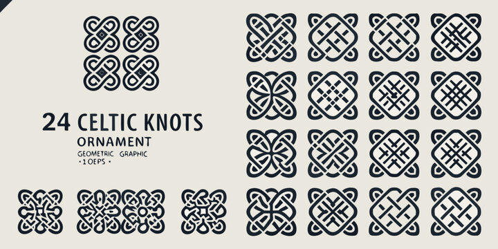 Celtic knots ornament collection dark gray vector illustration on a light background