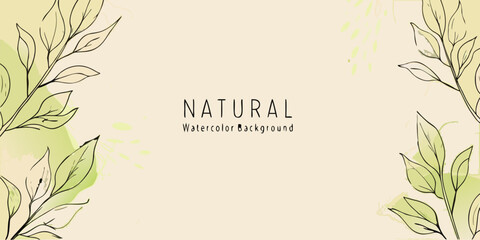 Fototapeta premium Botanical ornament with watercolor wash and pale yellow background