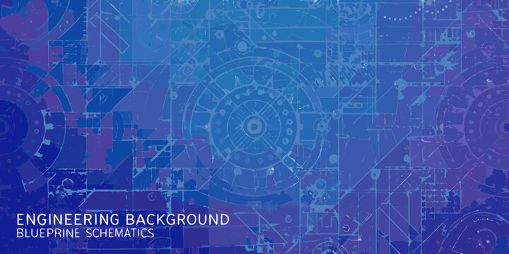 Engineering blueprint schematics a complex vector illustration with blue tones