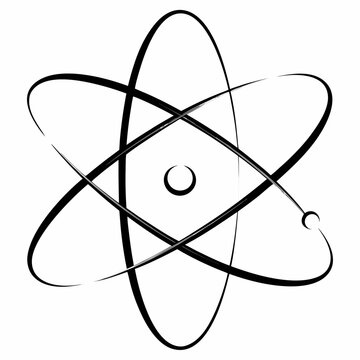Atomic structure icon a black and white scientific illustration