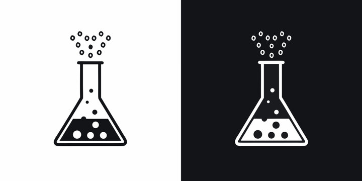 Chemical Flask Icon Two tone Design On White And Black Backgrounds