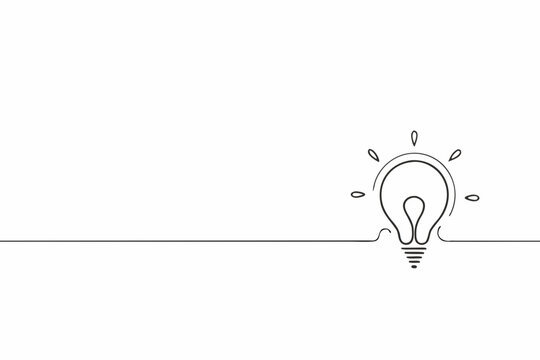 Lightbulb Drawing A Minimalist Continuous Line Illustration On White Background