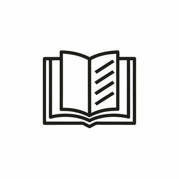 Open book icon simple line art on a white background