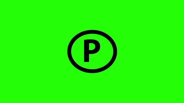 Beautiful 4K motion asset containing a dry clean circle with letter P chemical solvent silhouette bouncing. Clean apparel washing chart graphic.