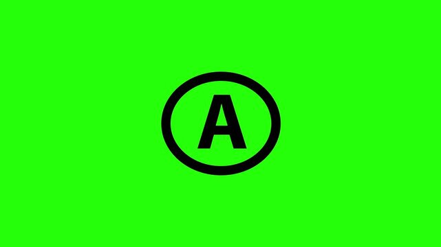 Dynamic 4K resolution asset showing a universal dry clean circle with letter A solvent silhouette bouncing. Playful popup commercial care icon.