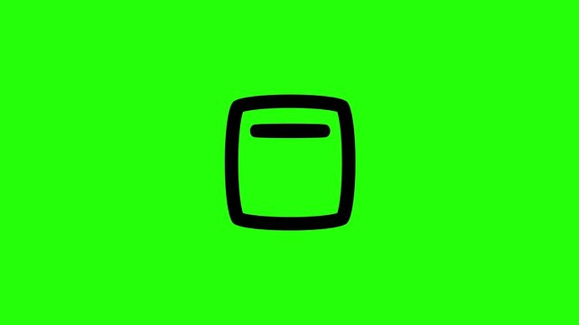 High quality 4K video showing a apparel maintenance square with one horizontal dry flat line silhouette bouncing. Beautiful presentation guide icon.