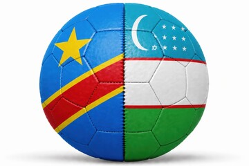 Naklejka premium soccer ball representing world national teams congo democratic republic and uzbekistan