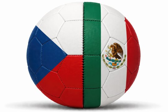 soccer ball with czechia and mexico national flags design
