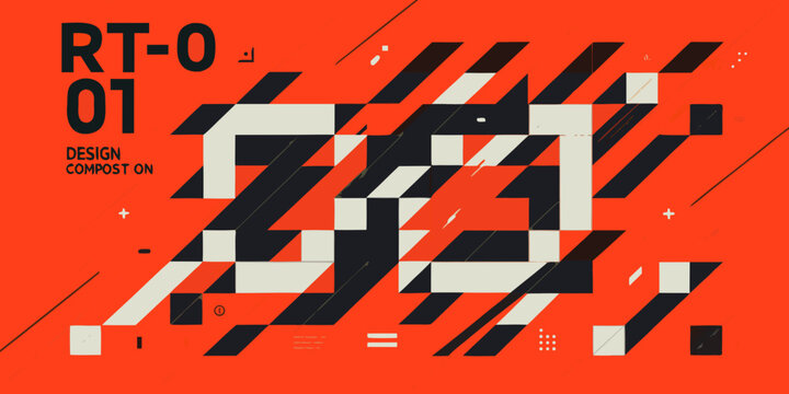 Geometric pattern with overlapping rectangles on an orange background
