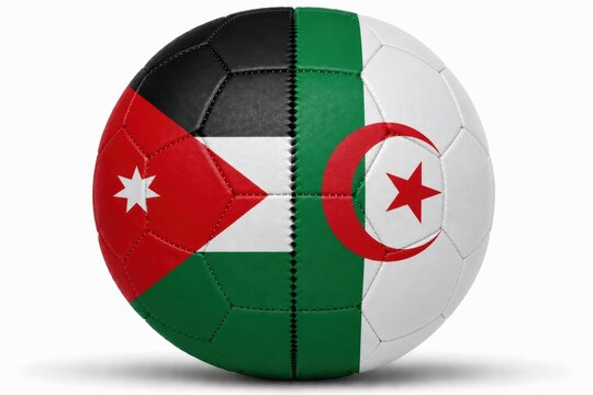 soccer ball with jordan and algeria flags
