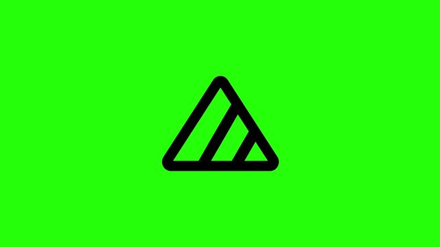 Clean 4K video showing a triangle with diagonal inner lines non-chlorine bleach instruction silhouette bouncing. Universal textile care protection graphic.