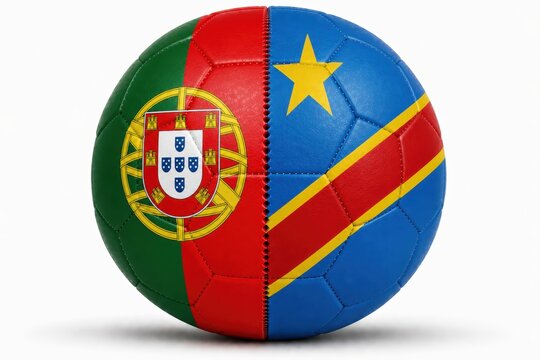soccer ball featuring portugal and congo flags