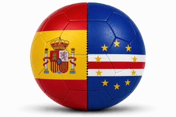 Naklejka premium soccer ball with spain and cape verde flags