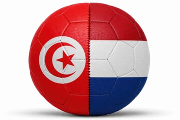 Naklejka premium soccer ball with national flags of tunisia and netherlands for cup games