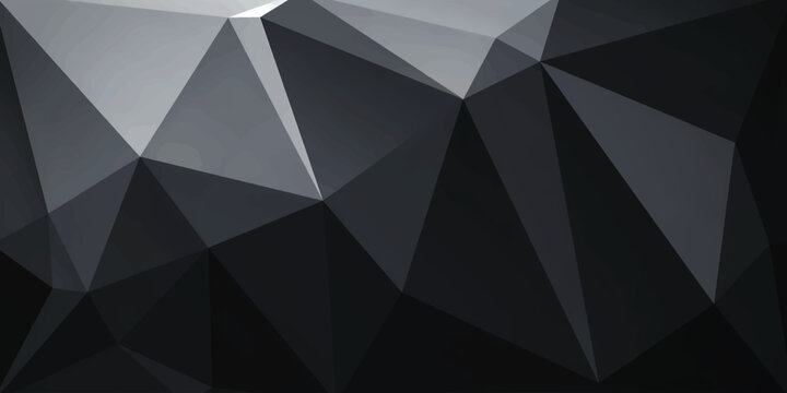 Abstract geometric black and white vector background featuring a seamless 3d polygon pattern of triangles and diamond shapes for a modern design texture.