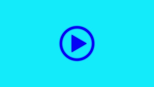 video player icon triangle shape button icon animation with white background.Animation of video and music play button icon a black background.