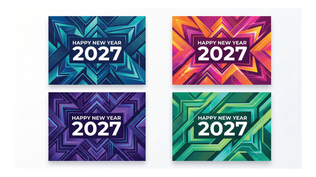 Happy new year 2027 geometric crystal pattern backgrounds with celebration background geometric abstract greeting colorful wallpaper creative template invitation decoration