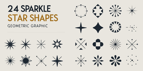 Sparkle Star Shapes Collection Geometric Vector Graphic On White Background © Roni
