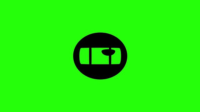 4K resolution asset showing a circular carpenter bubble level balance measurement instrument silhouette bouncing. Playful popup engineering icon.