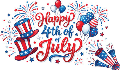 Fototapeta premium Vibrant patriotic 4th of july celebration illustration
