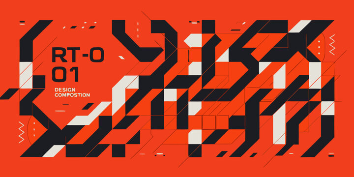 Geometric pattern with text on orange background vector illustration