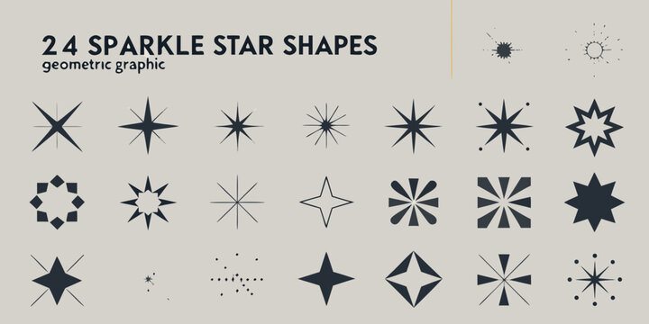 Sparkle Star Shapes Collection Geometric Vector Illustration