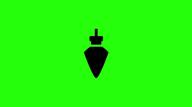 Clean 4K video showing a pointed metal engineering plumb bob vertical alignment tool silhouette bouncing. Universal construction site graphic.
