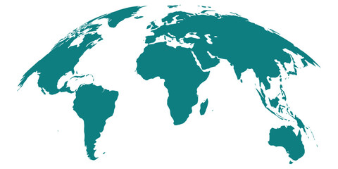 Curved World Map Silhouette Half Globe, Blue Earth Planet Vector Illustration for Global Business, Geography, International Travel, Major Continents and Modern Infographics © Razzak