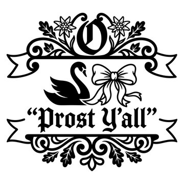 Prost yall ornate beer mug celebration badge
