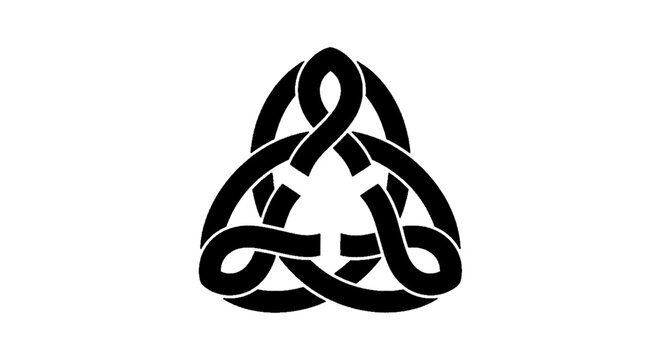 Minimal black silhouette icon, simple flat vector, bold black shape, no, no shading celtic triquetra knot symbol, an ancient irish trinity design on a, flat icon style