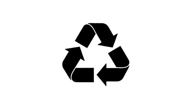 Minimal black silhouette icon, simple flat vector, bold black shape, no, no shading recycle symbol on a, flat icon style