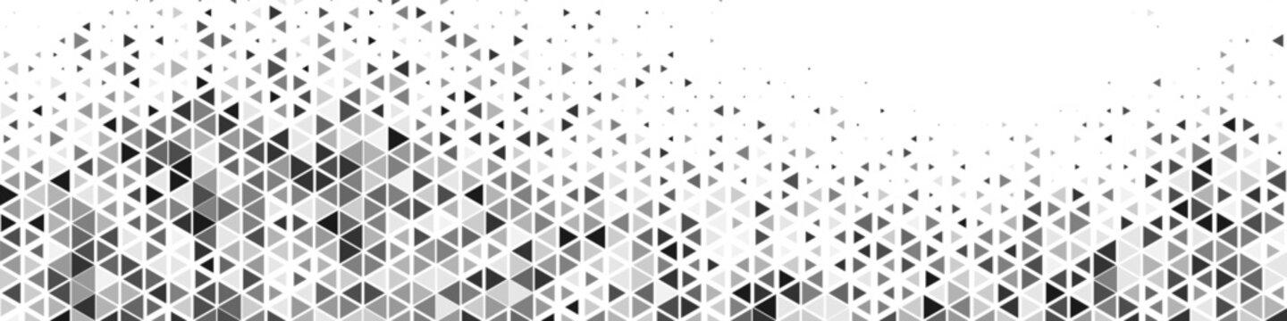 Monochrome Triangle Mosaic Background, Abstract Geometric Polygon Pattern with Gradient Density Effect, Modern Minimal Technology Banner Design
