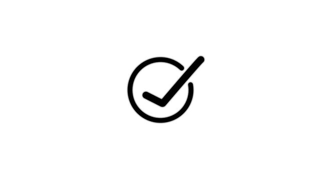 A simple black checkmark symbol enclosed within a circular outline isolated on a white background for clean minimalist and interface use