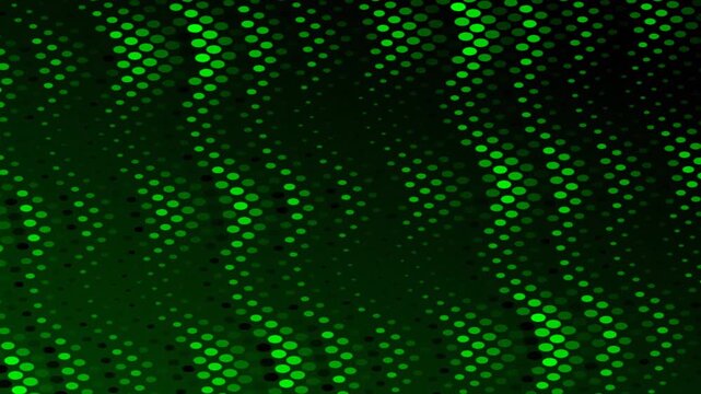 Green digital dots flowing across abstract technology background