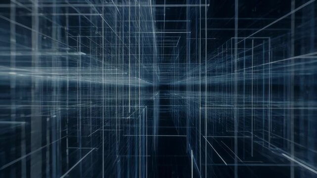 Futuristic Digital Landscape with Abstract Lines and Depth Perception