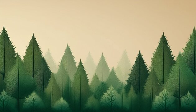 forest like gradient with green treetops against beige background