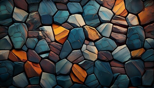 hexagonal stone wall pattern