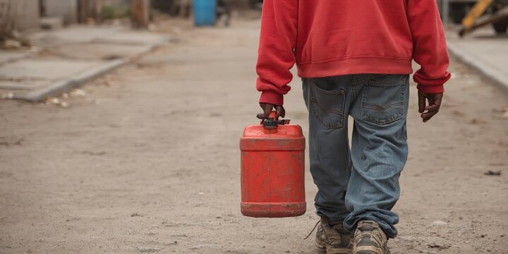 Photo of man carrying gas can