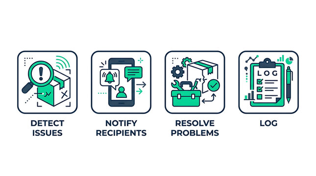 Detecting issues and notifying recipients to resolve problems via log reports