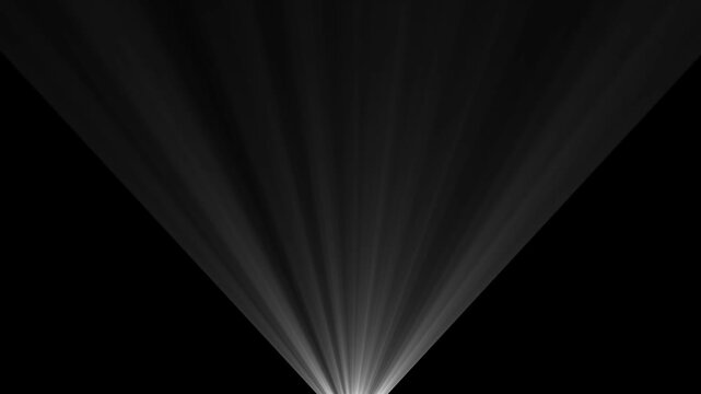 White light beam shining upwards from the bottom center creating a triangular spotlight effect against a dark black background for stage lighting