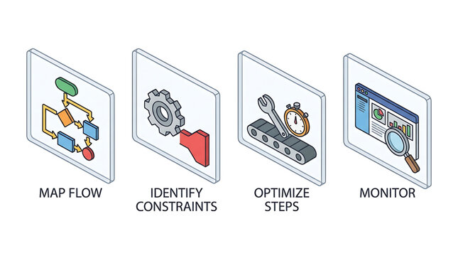The process of optimizing steps to monitor and identify constraints in a map flow