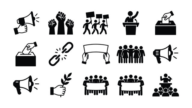 Set of Protest and Activism Icons for Social Movements.