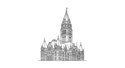 Fototapeta premium Detailed Illustration of Historic Building Architecture.