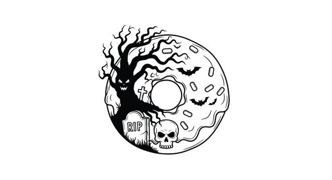 Black and white skull tree moon.