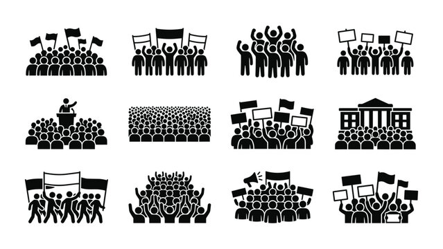 Set of Protest and Demonstration Icons for Social Activism.