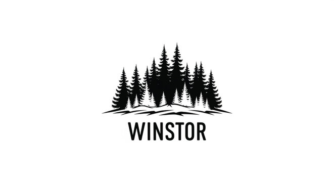 Black pine trees logo design.